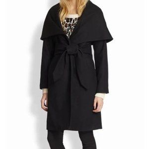 COPY - Mara Hoffman wool shawl collar black wrap coat